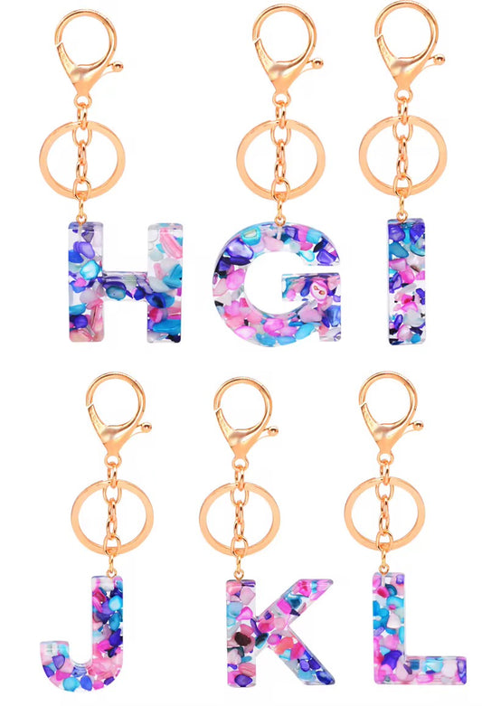 Pretty Resin Initial Keychain