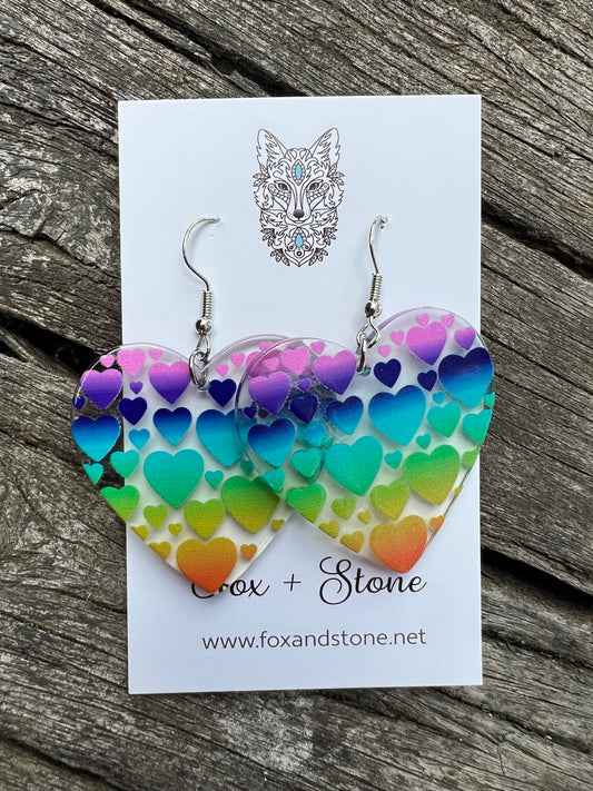 Beautiful Colourful Heart Earrings