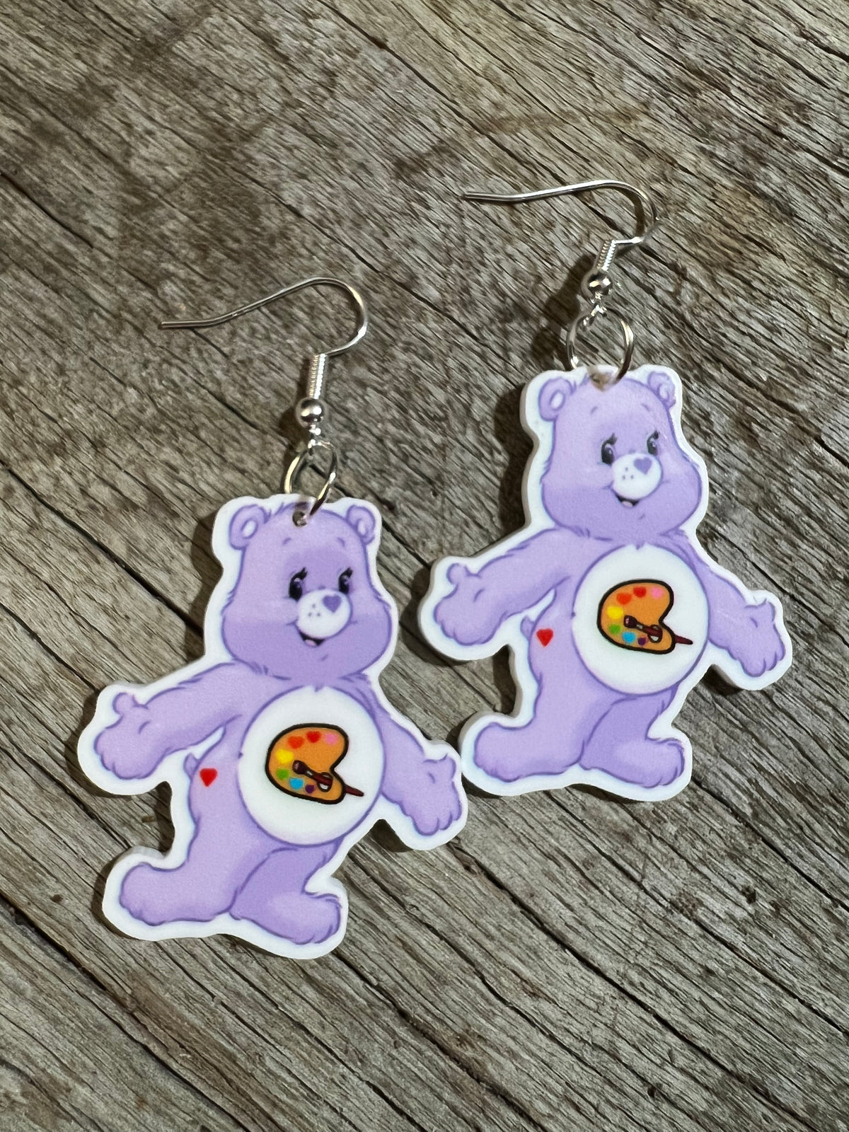 Lilac Paint Bear Earrings
