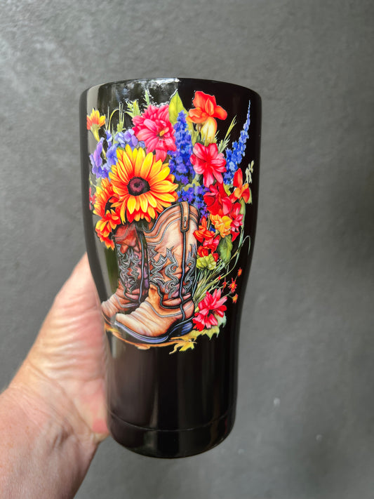 Floral Cowgirl Boots 20oz Curved Tumbler