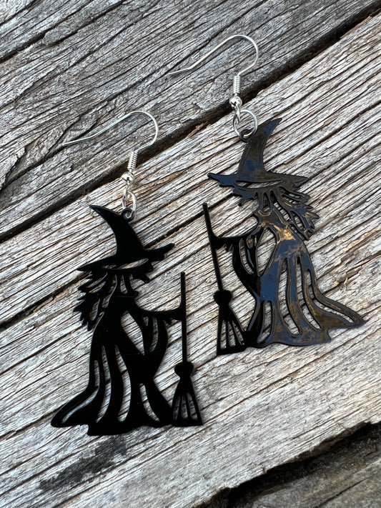 Trick or Treat Black Witch Earrings