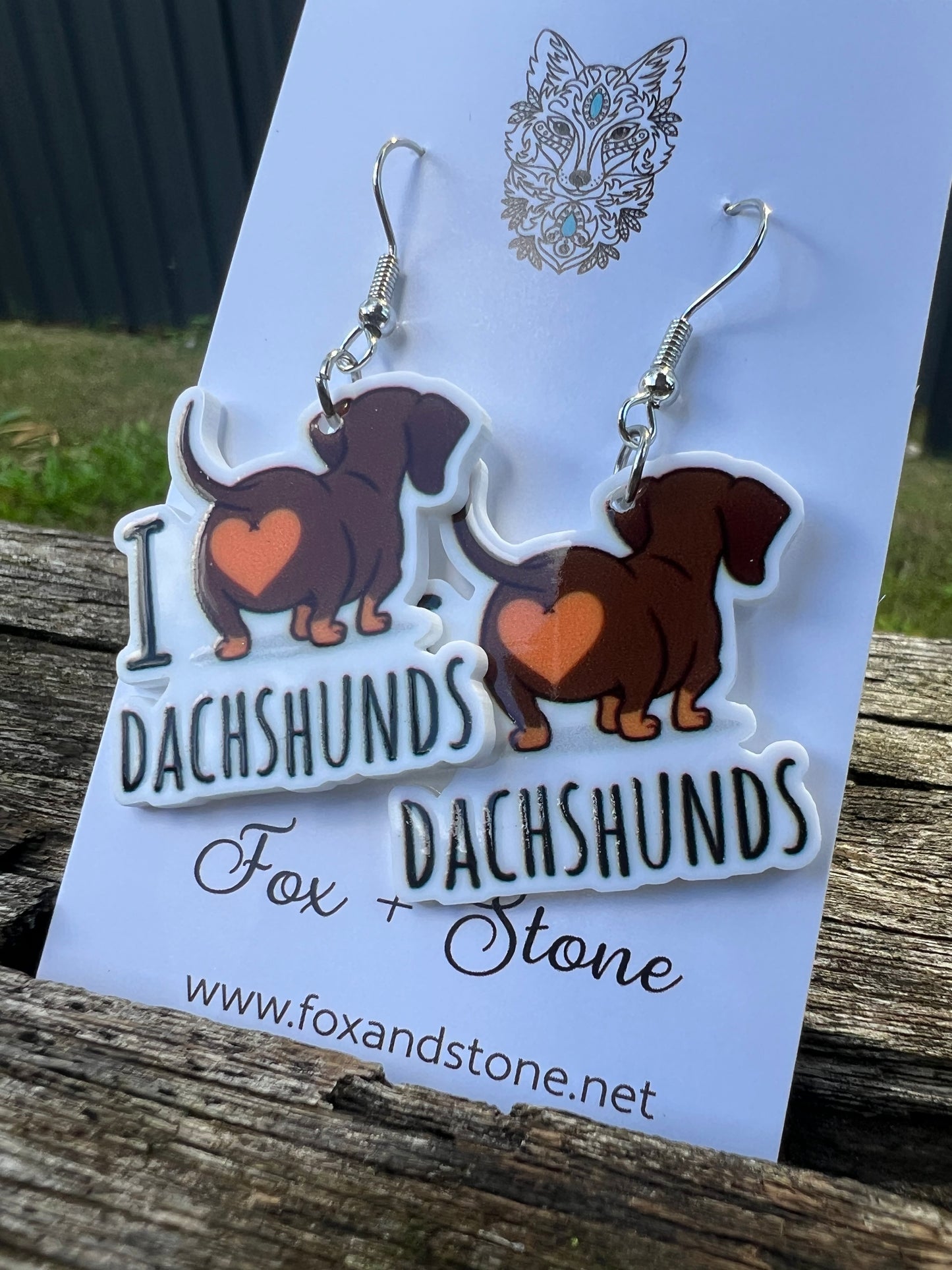I Love Dachshunds Earrings