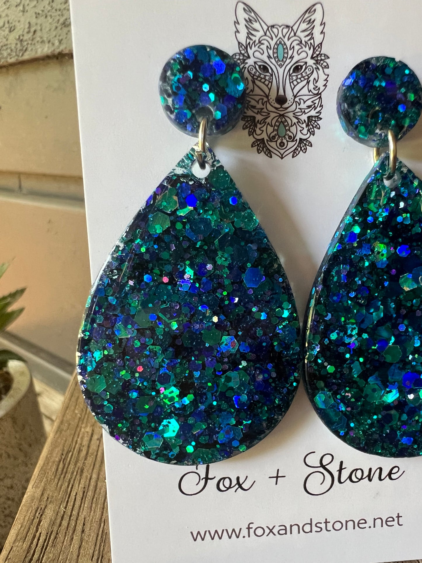 Bombay Blue Glitter Delights Resin Earrings