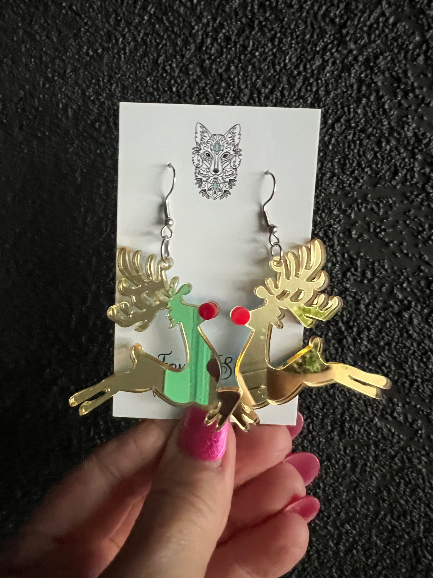 Gold Mirror Rudolf Earrings C