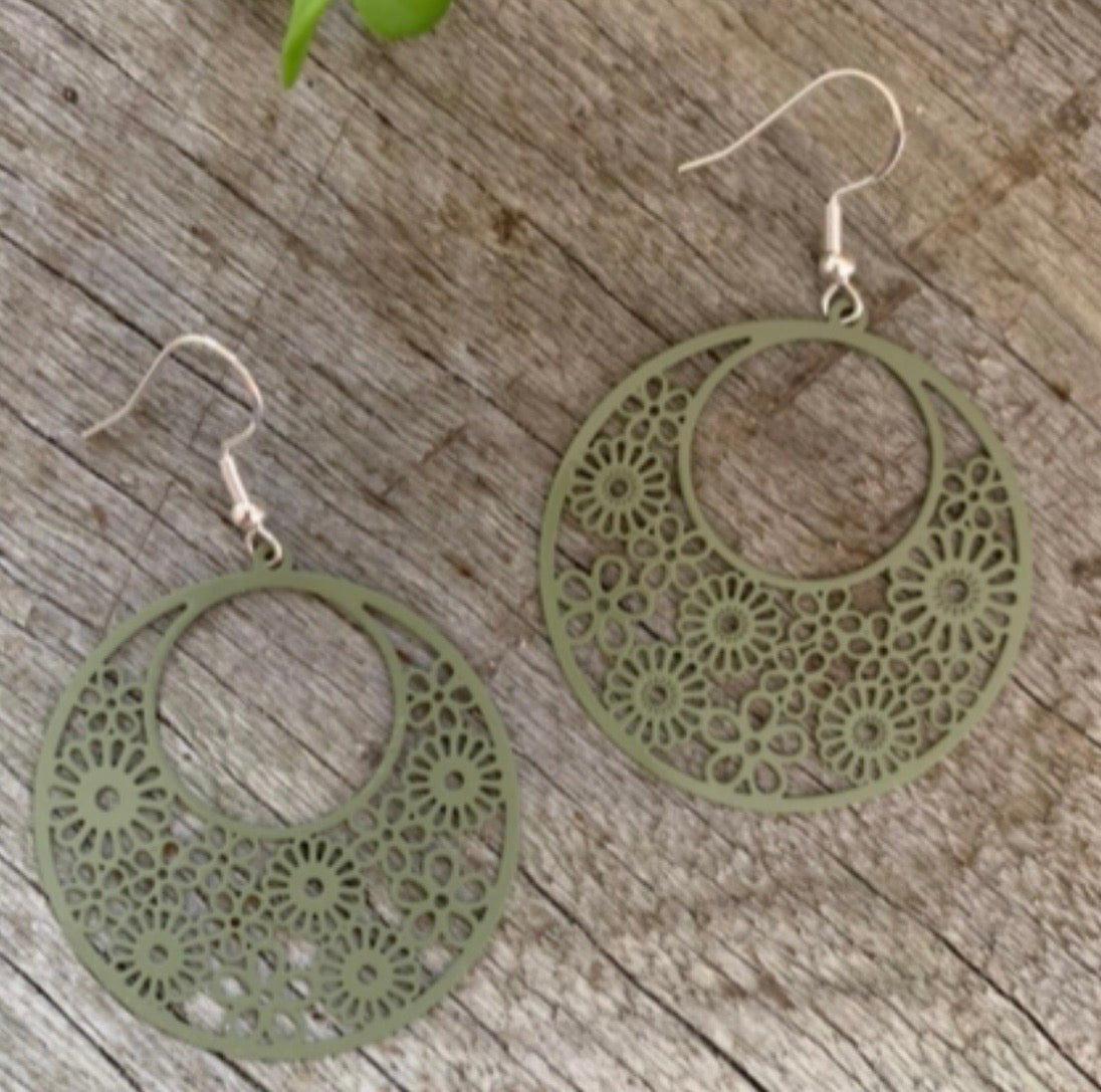 Monique Filigree Deep Sage Earrings
