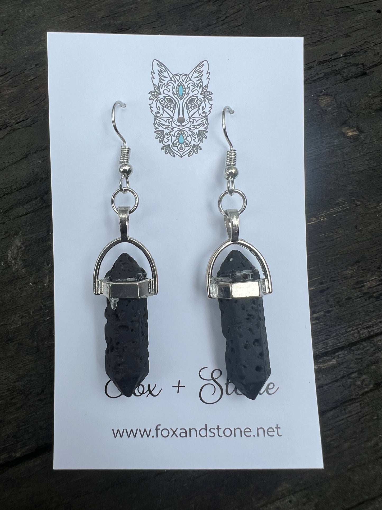 Lava Rock Gemstone Bullet Point Earrings