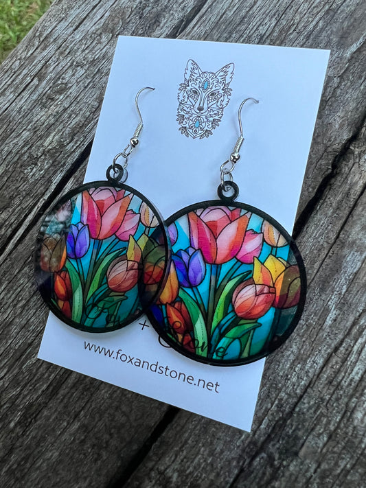 Mahliee Faux Stained Glass Earrings