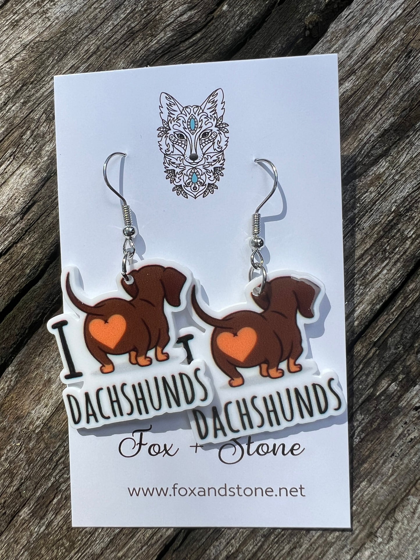I Love Dachshunds Earrings
