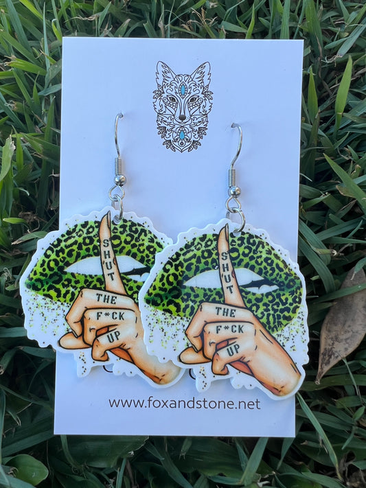 Shut The F#ck Up Lux Lime Earrings