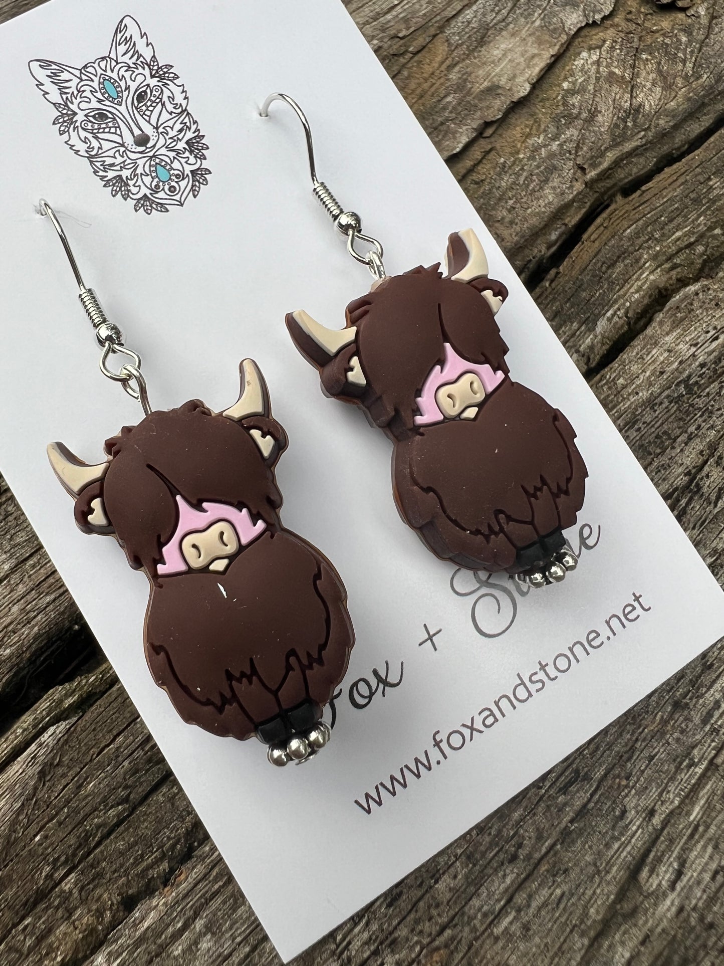 Super Cute Dark Highland Cow Earrings