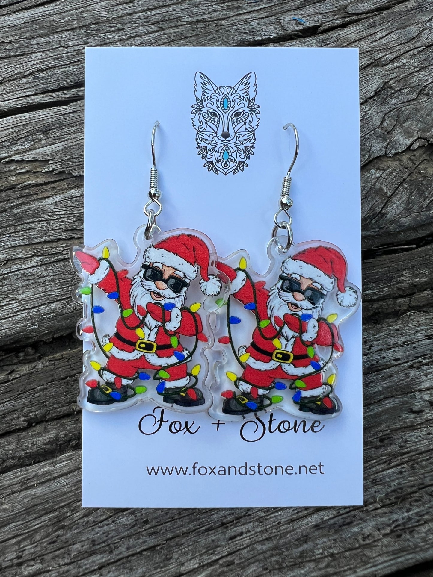 Cool Santa With Lights Christmas Earrings