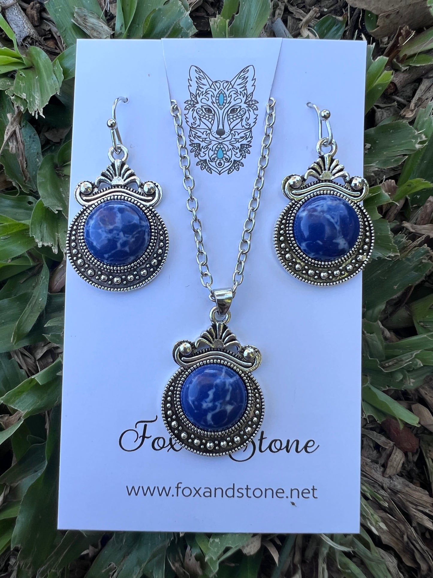 Sodalite Pendant Earring Set