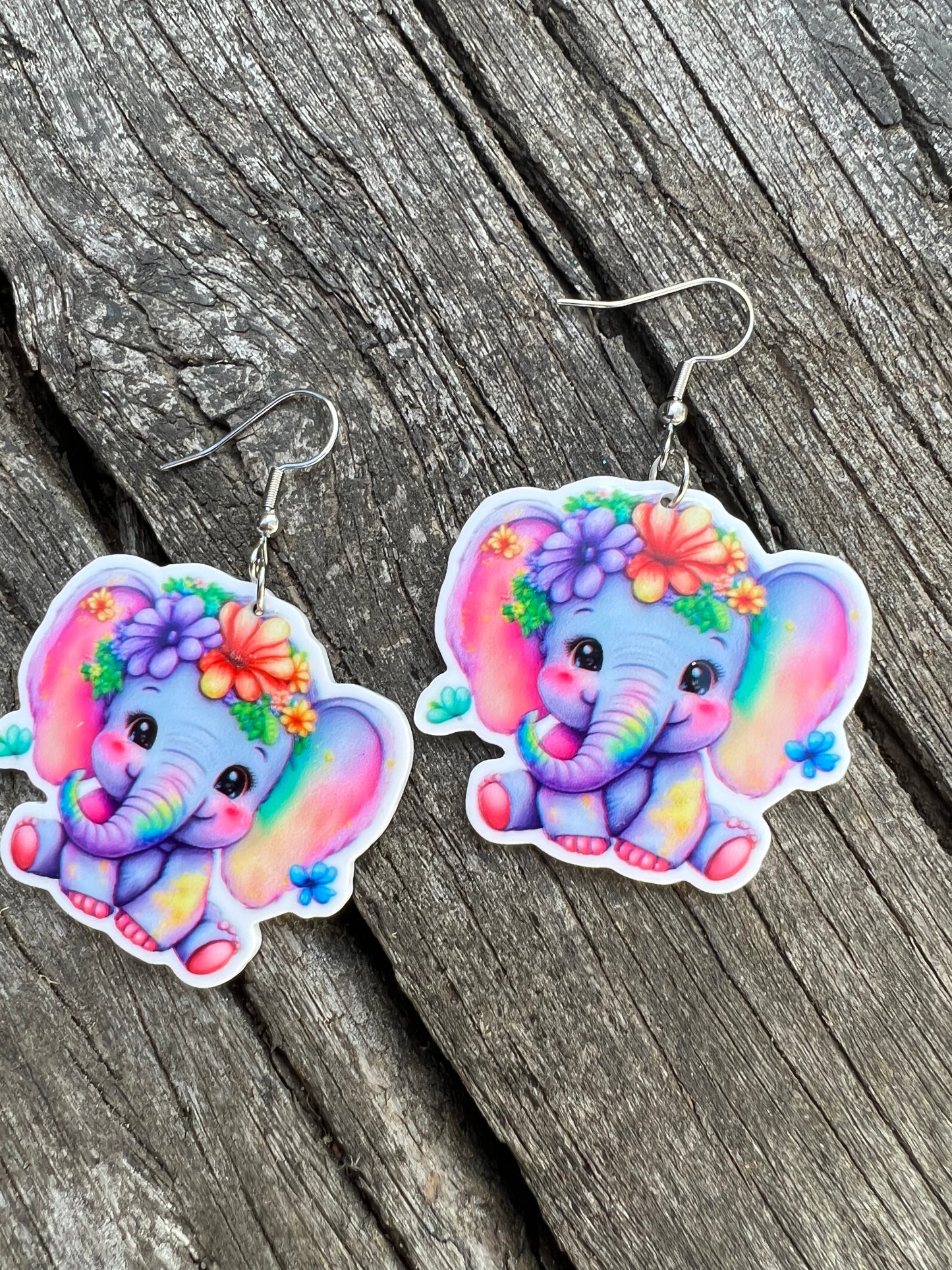 Vibrant Resin Baby Elephant Earrings
