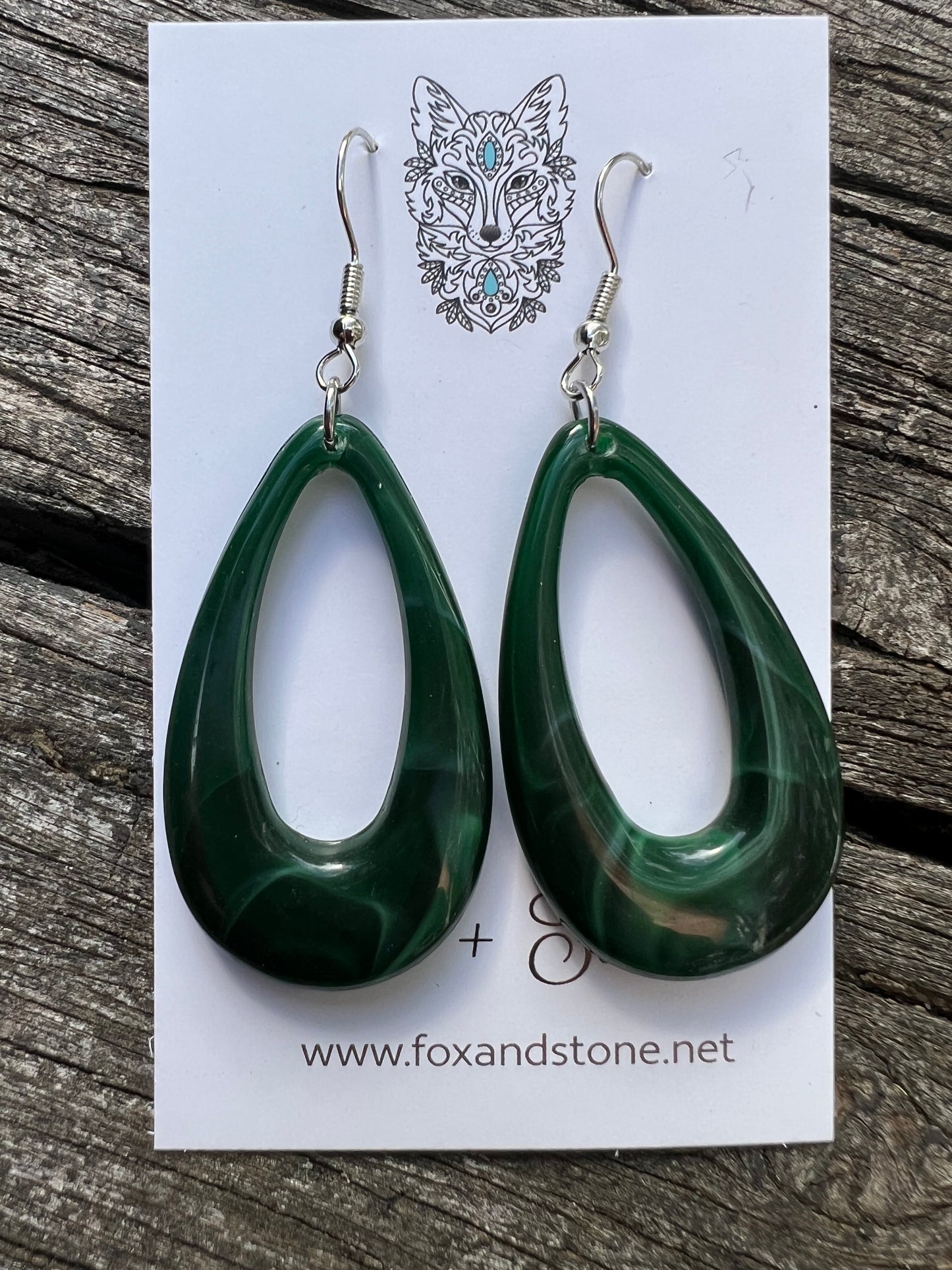 Green Swirl Oval Teardrop Dangles