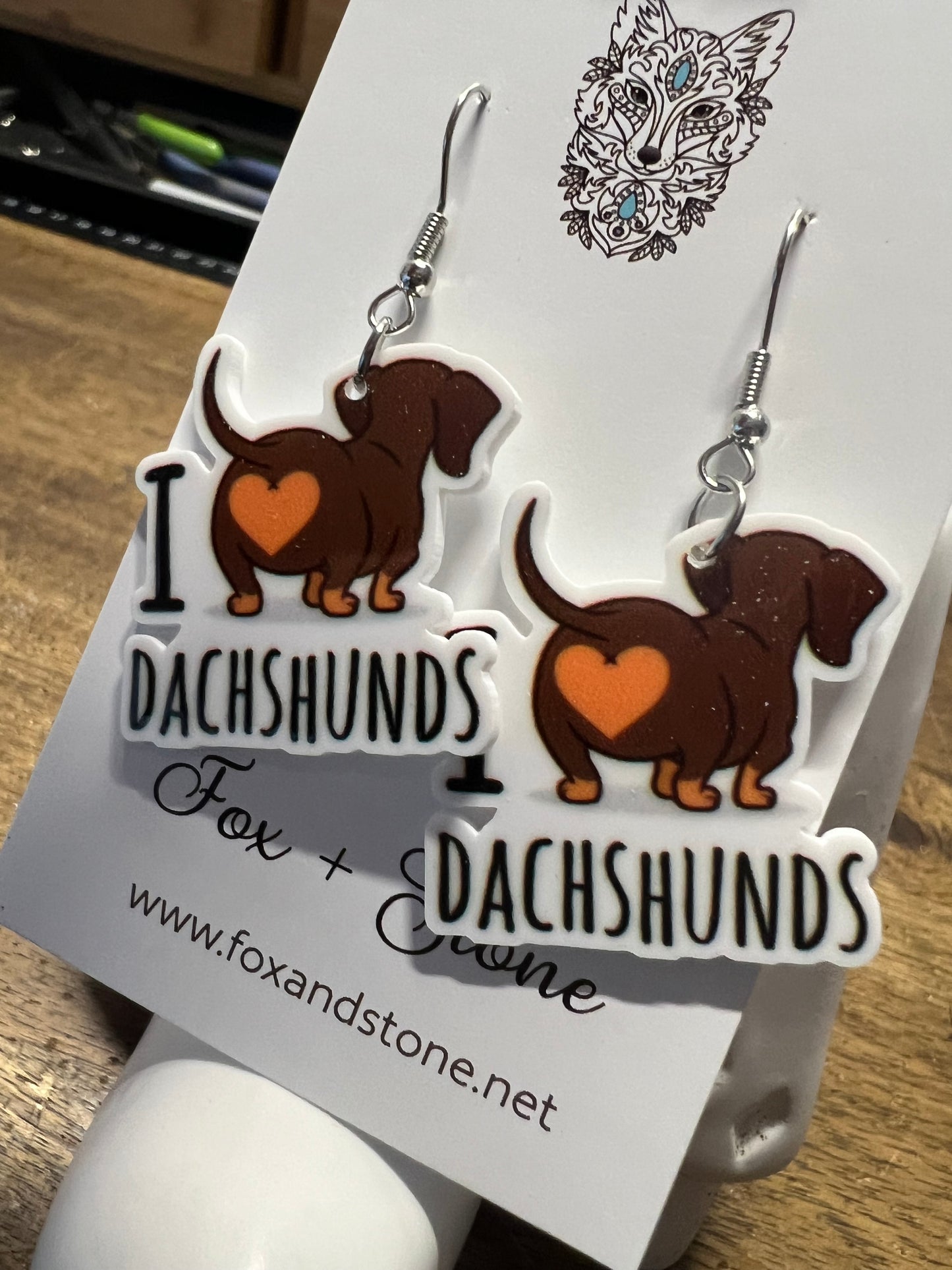 I Love Dachshunds Earrings