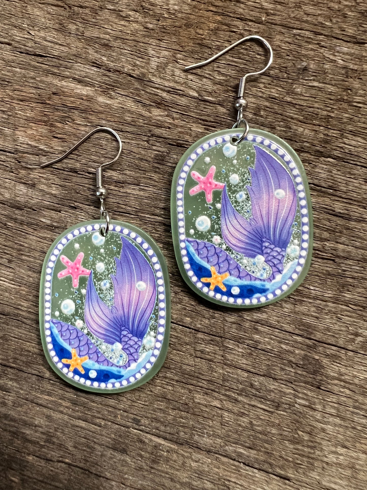 Mermaid Tail Ocean Earrings