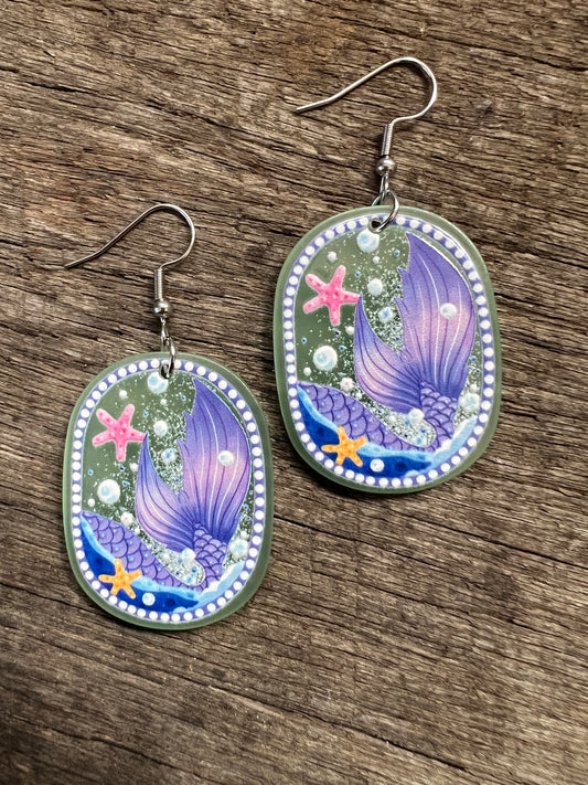 Mermaid Tail Ocean Earrings