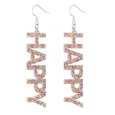 Confetti HAPPY Dangle Earrings