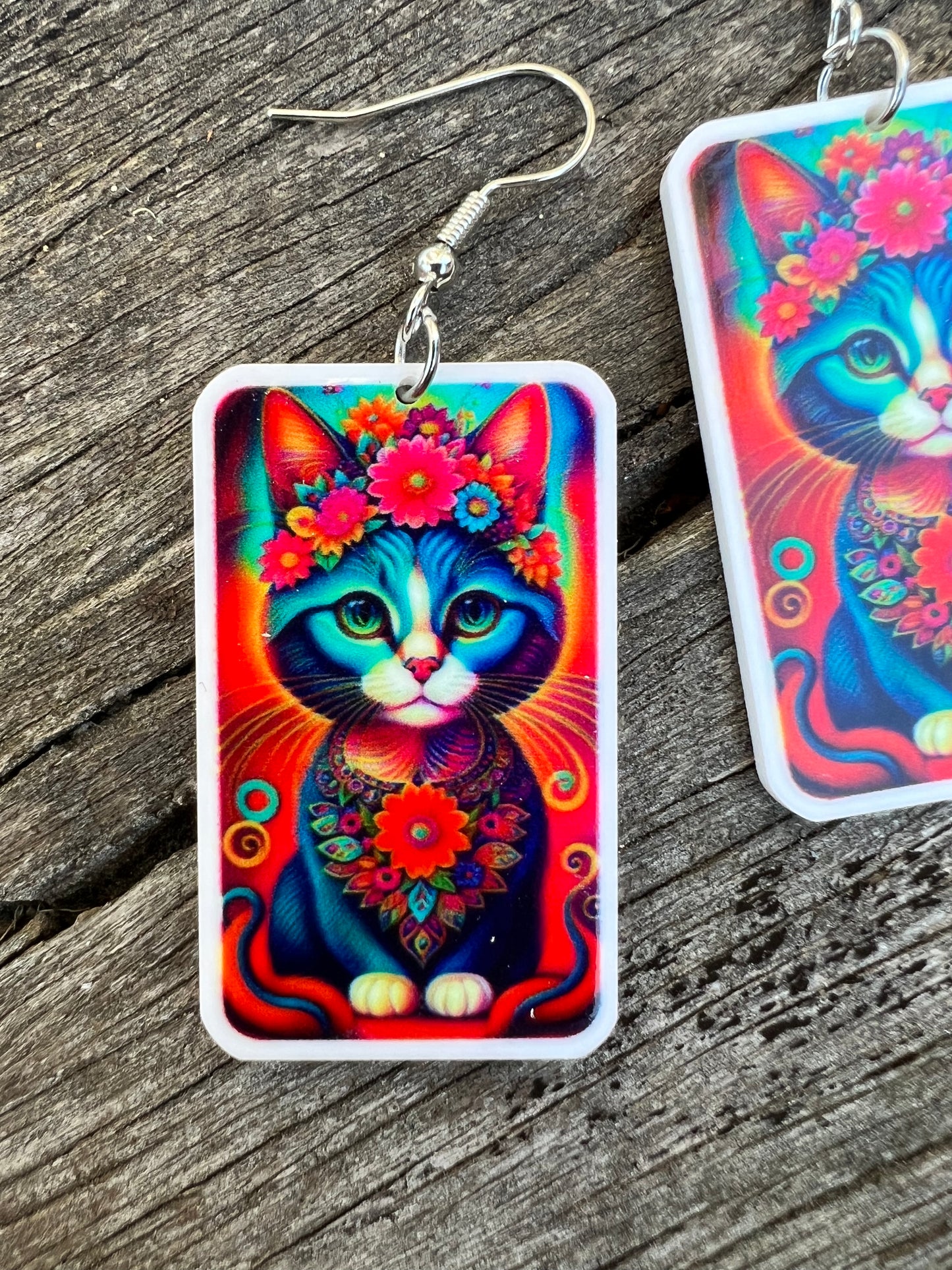 Vibrant Beautiful Cat Earrings