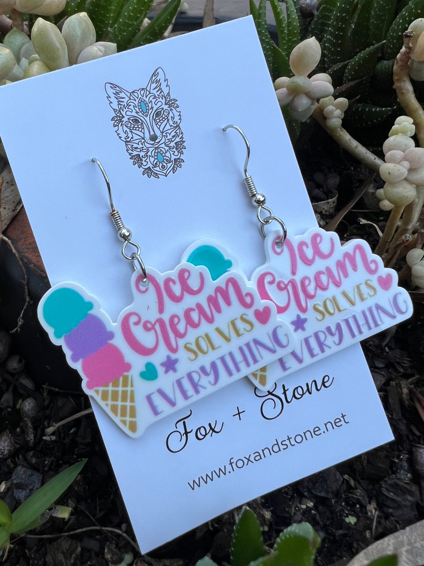 Ice Cream Solves Everything Earrings
