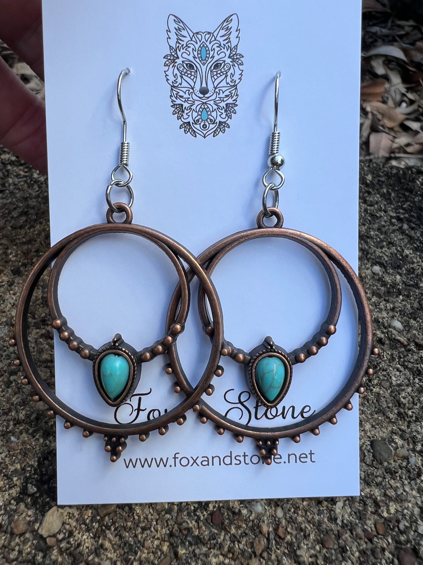 Big Bronze Dyed Turquoise Earrings