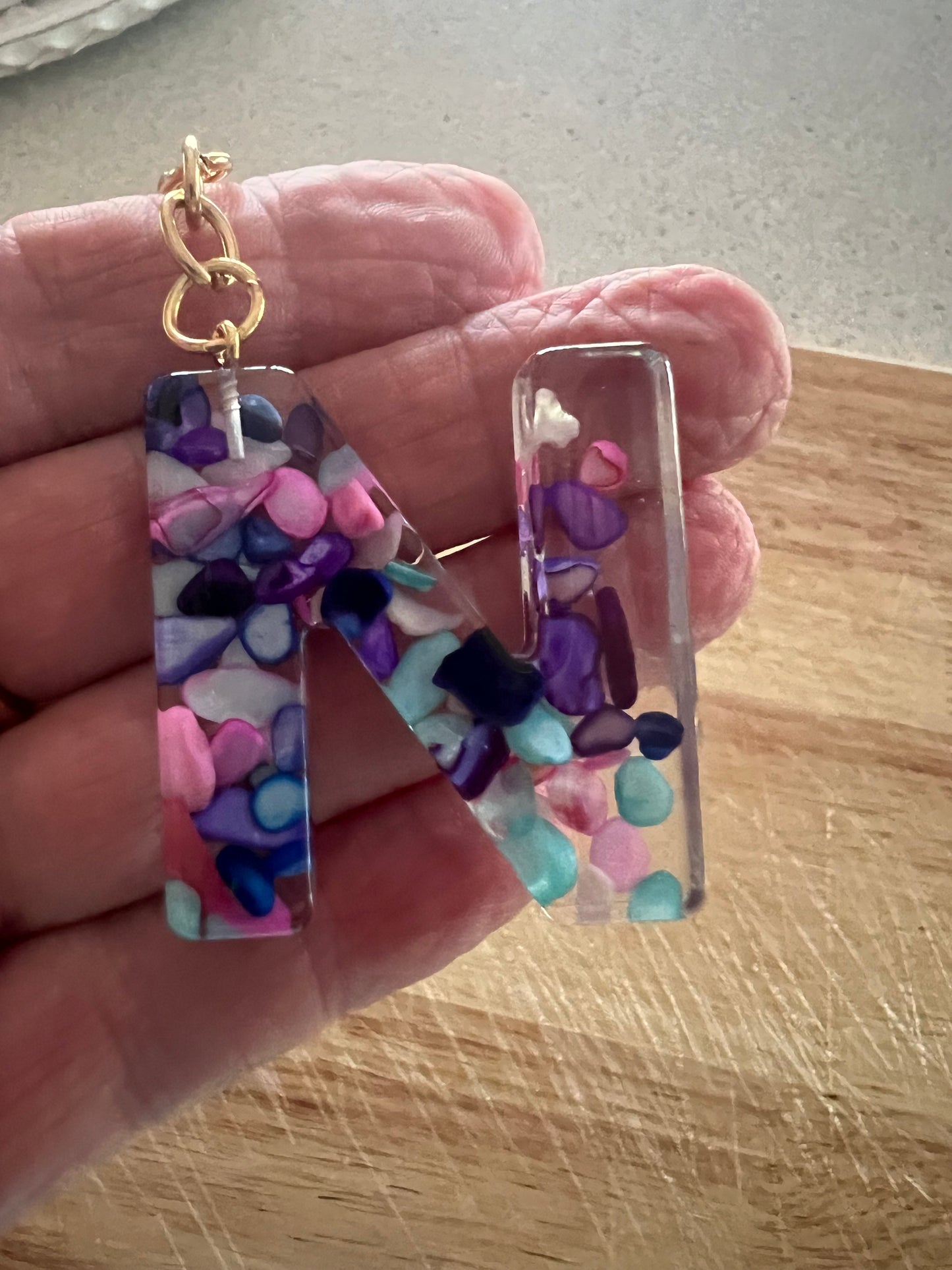 Pretty Resin Initial Keychain