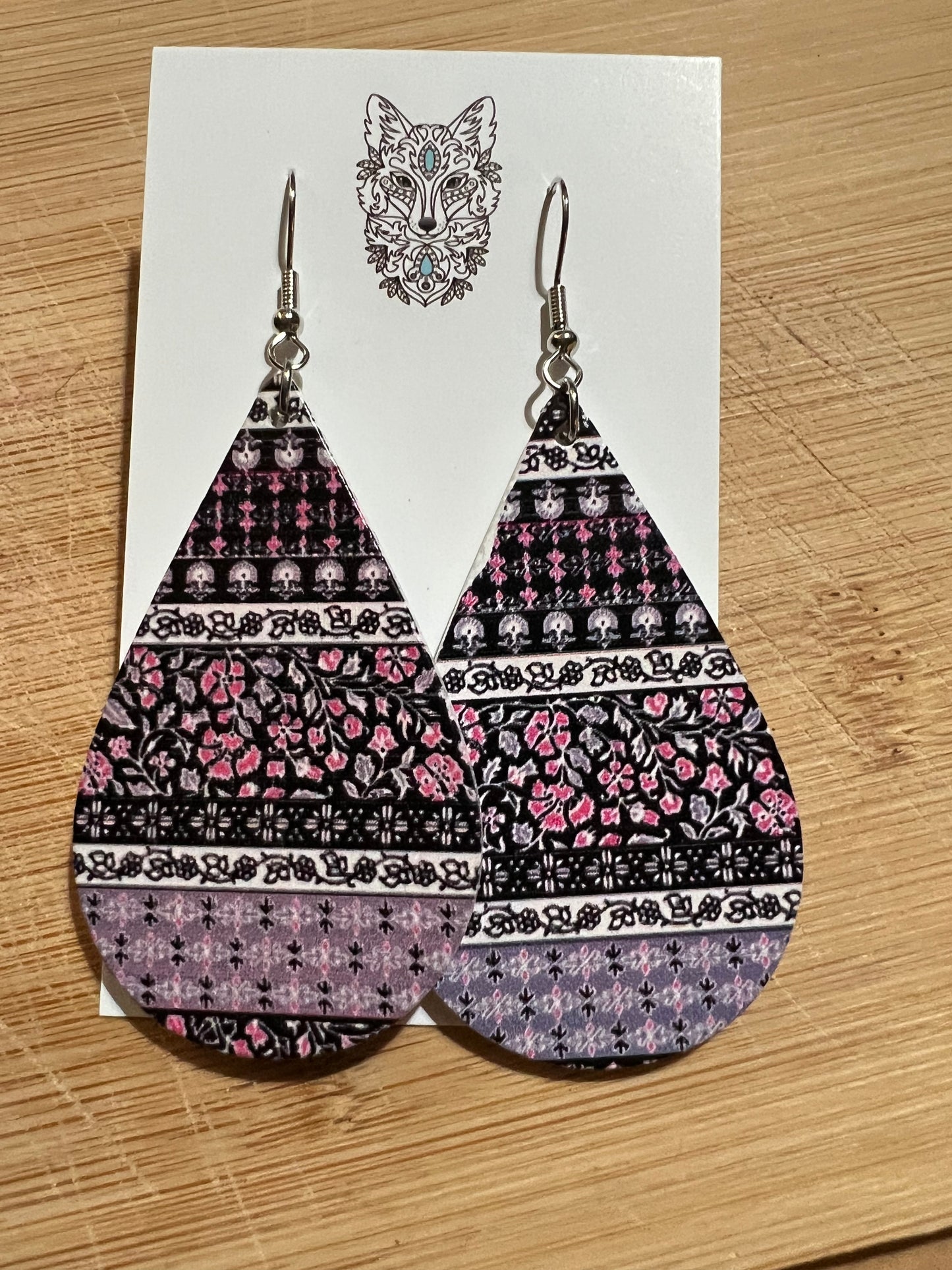 Floral Garden Wood Earrings