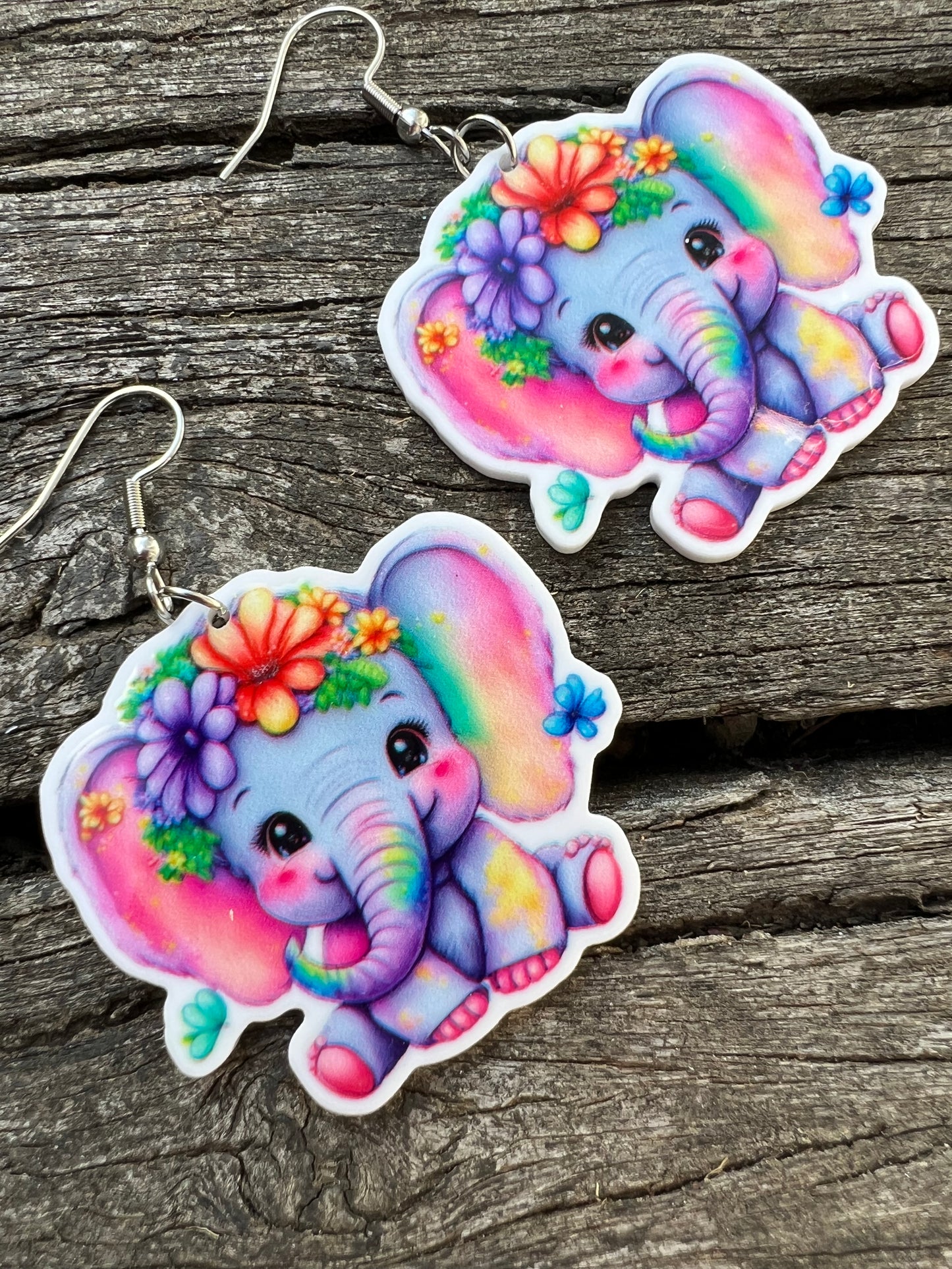 Vibrant Resin Baby Elephant Earrings