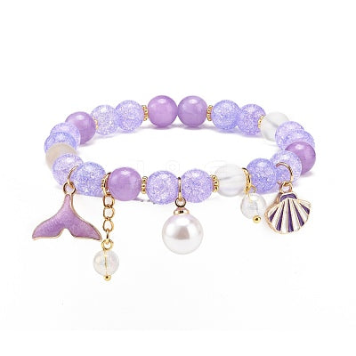Purple Ocean Whale Tail Beaded Bracelet