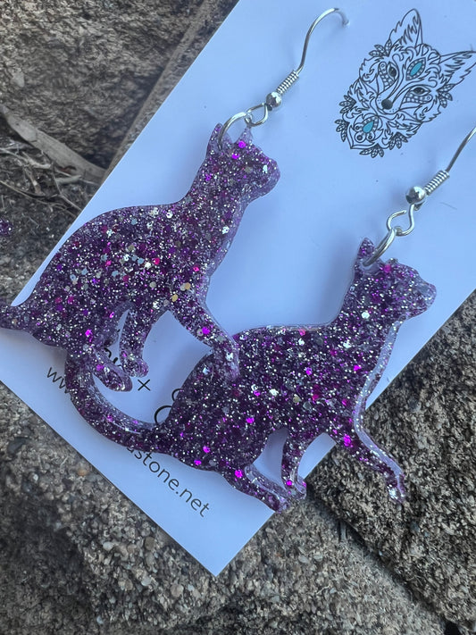 Glitter Cats Three Earrings