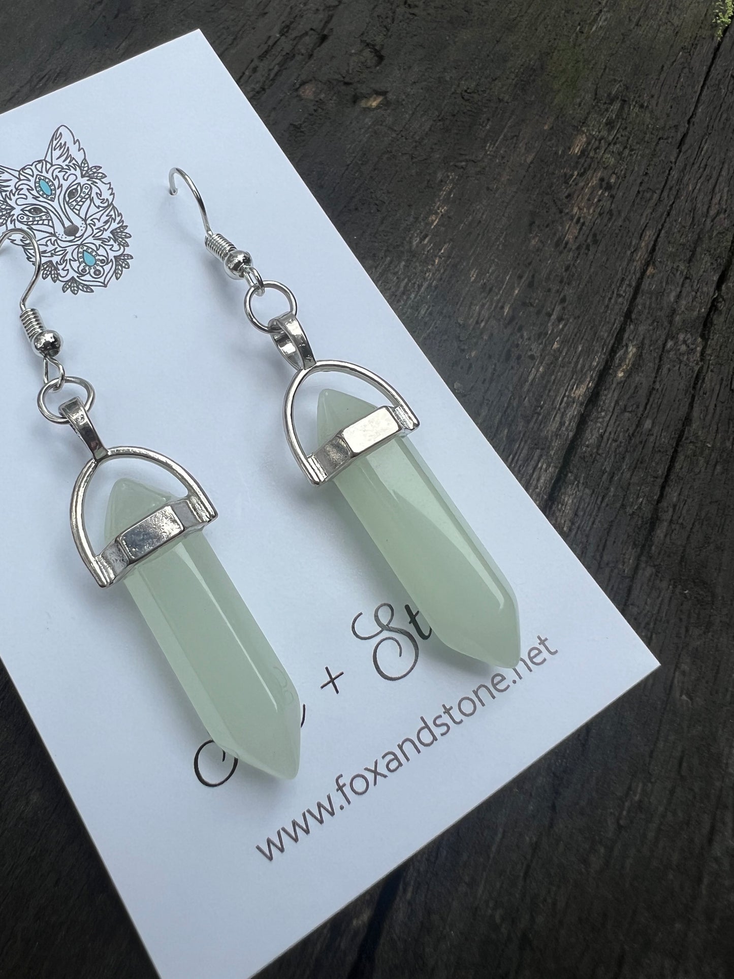 Soft Jade Gemstone Bullet Point Earrings