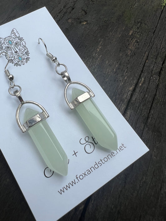 Soft Jade Gemstone Bullet Point Earrings