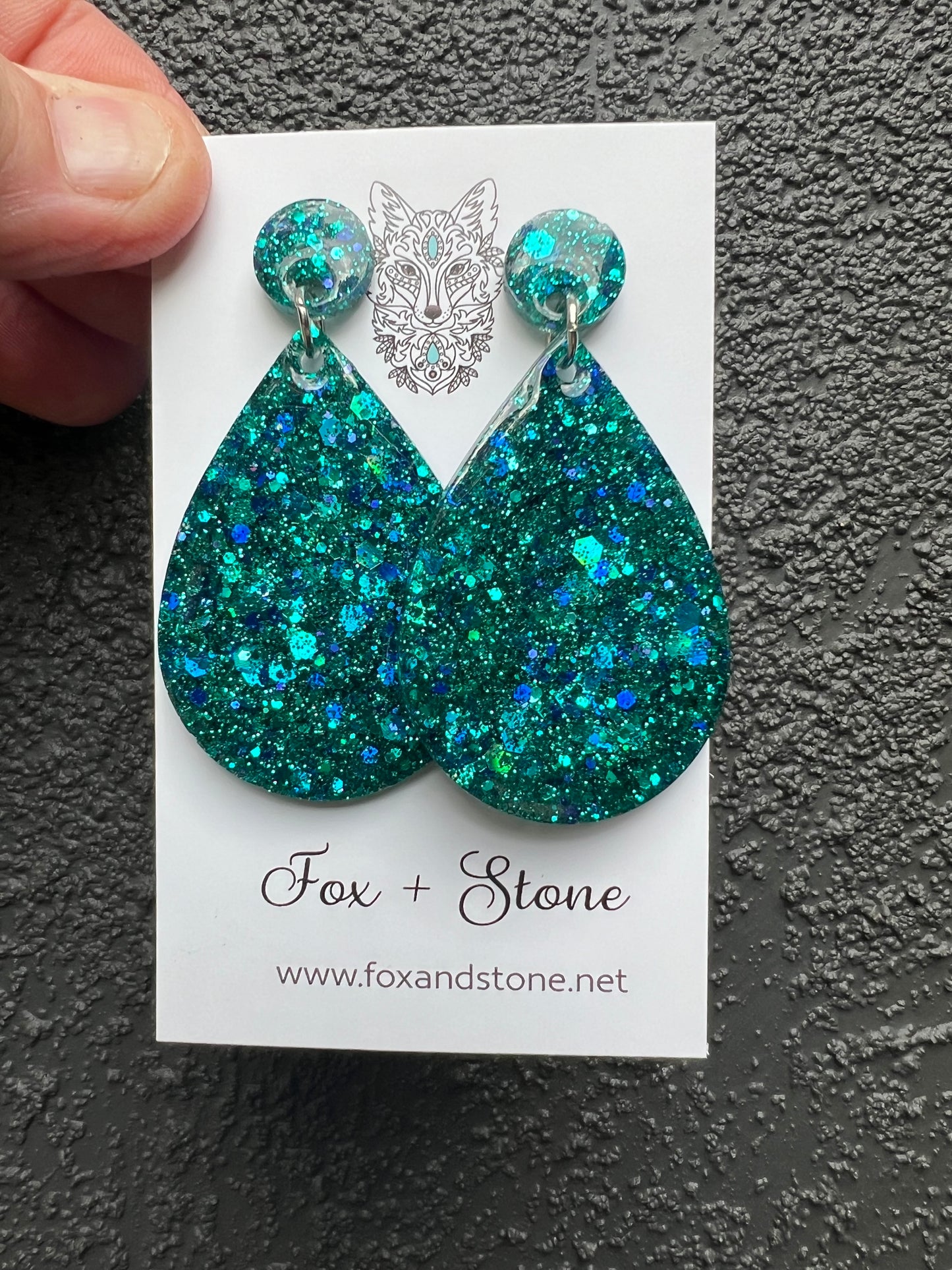 Teal Glitter Delights Resin Earrings