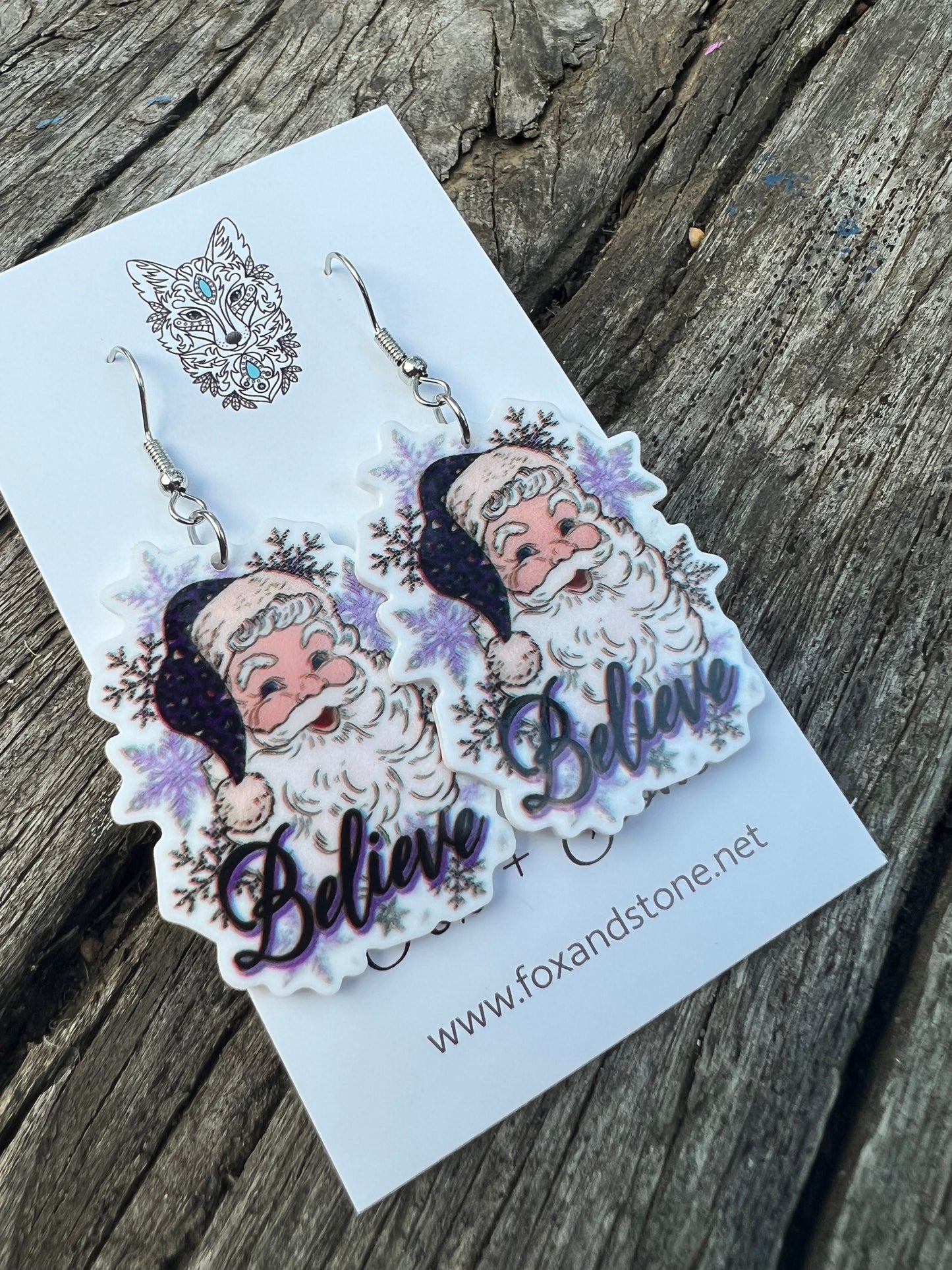 Santa Believe Purple Earrings