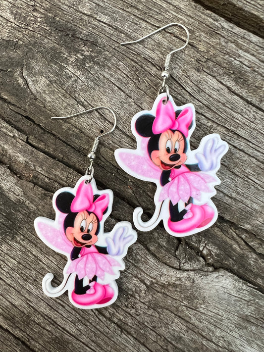 Pink Fairy Mouse Earrings