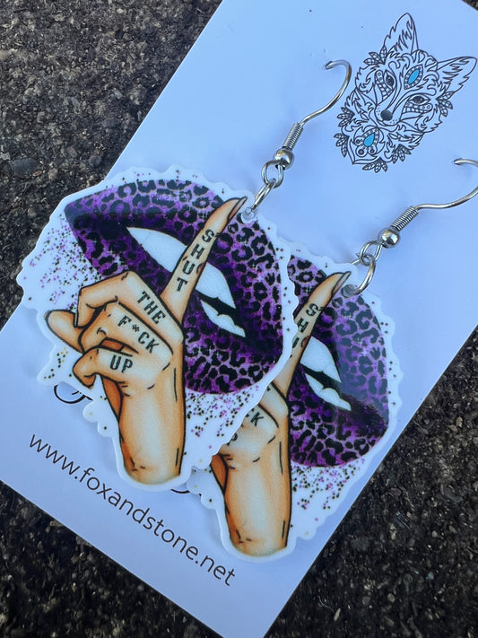 Shut The F#ck Up Lux Purple Earrings
