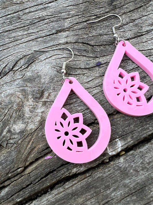 Pink Mandala Meadow Earrings