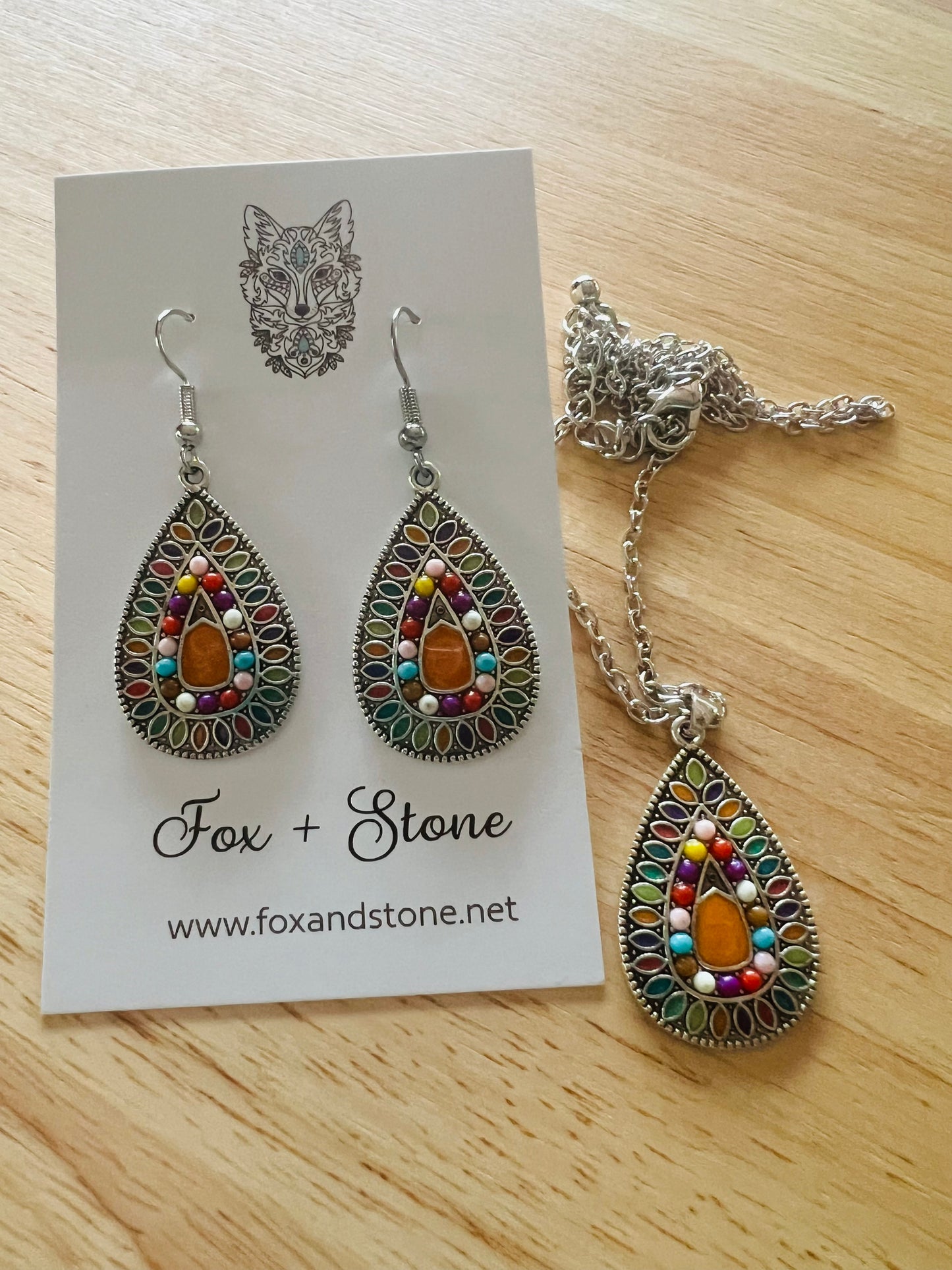 Bold Teardrop Pendant Earring Set