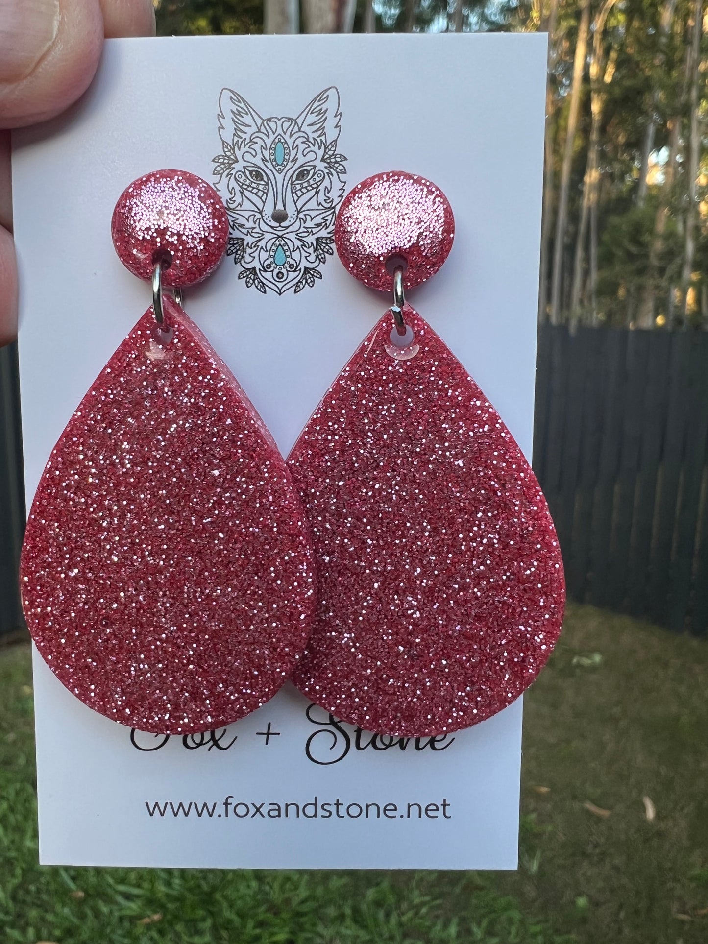Floss Pink Glitter Delights Resin Earrings