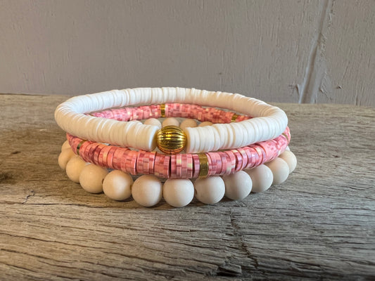 Clay Heishi Beads Stetch Bracelet Set