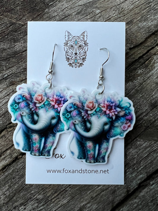 Beautiful Pastel Boho Elephant Earrings