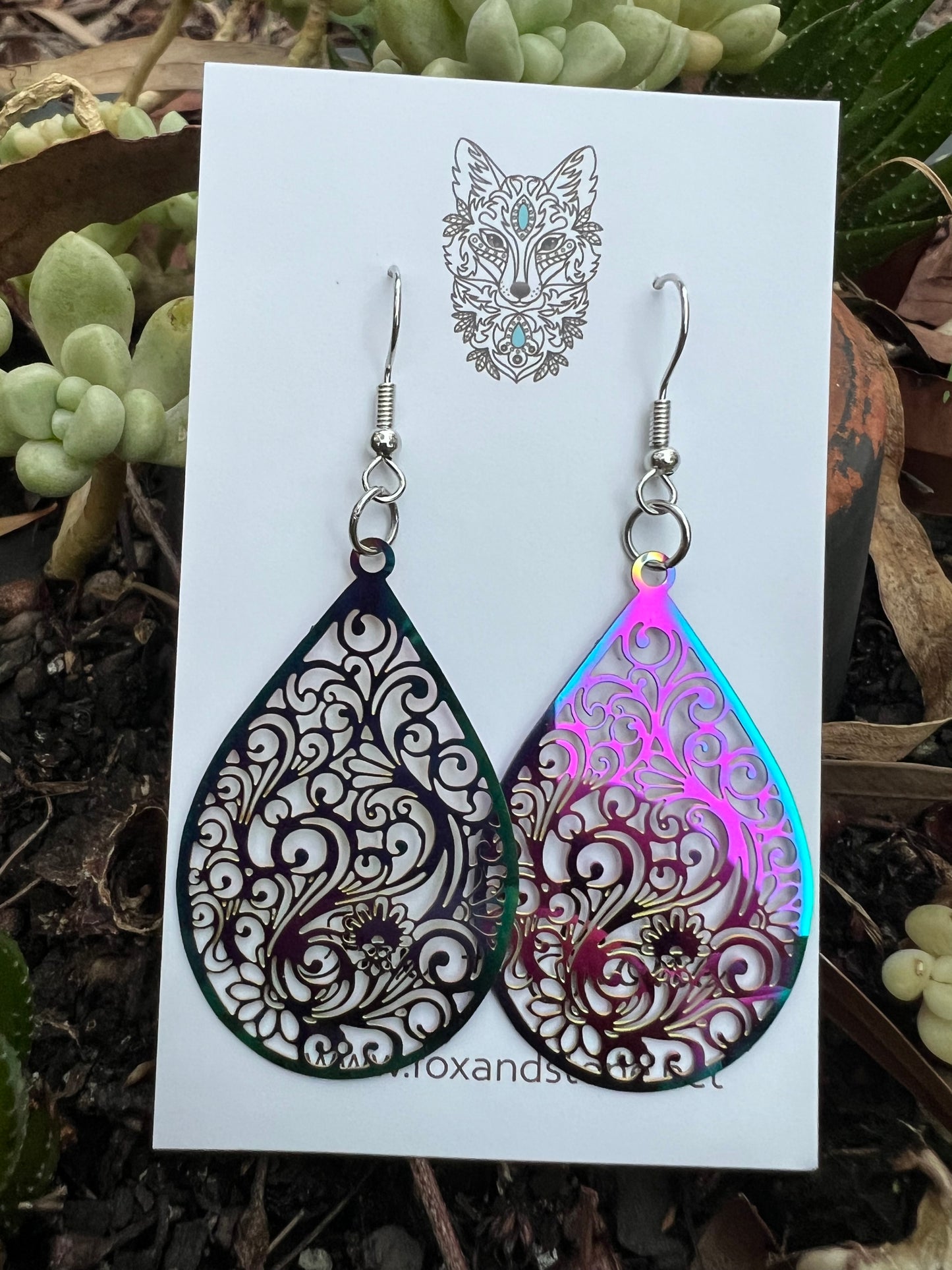 Holly Iridescent Filigree Earrings