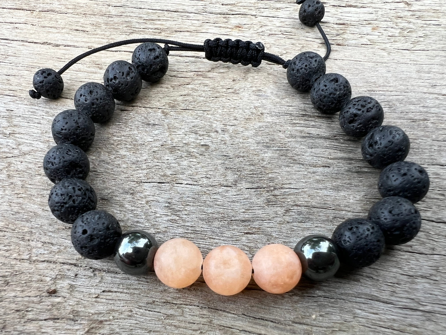 Pale Jasper Lava Hematite Gemstone Bracelet