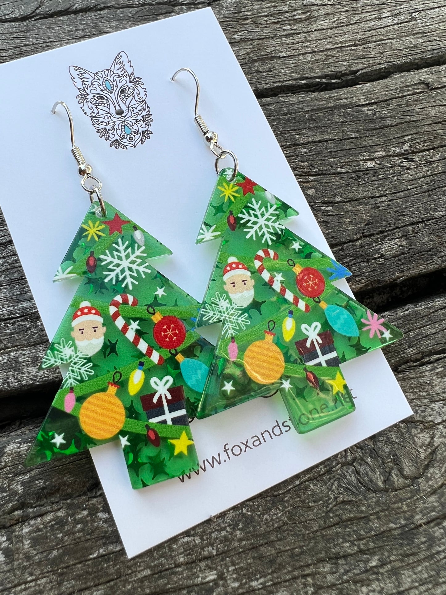 Christmas Decorated Tree Earrings