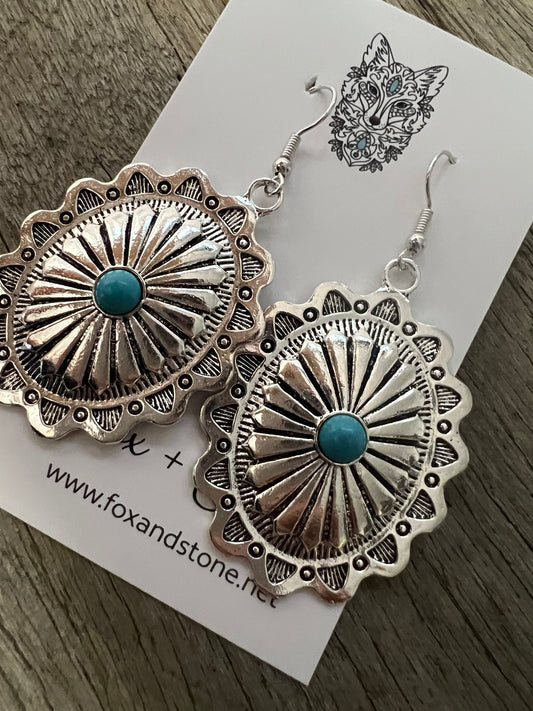 Lux Silver Turquoise Metal Dangles