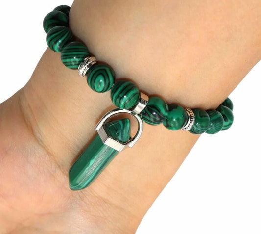 Malachite Gemstone Bullet Bracelet