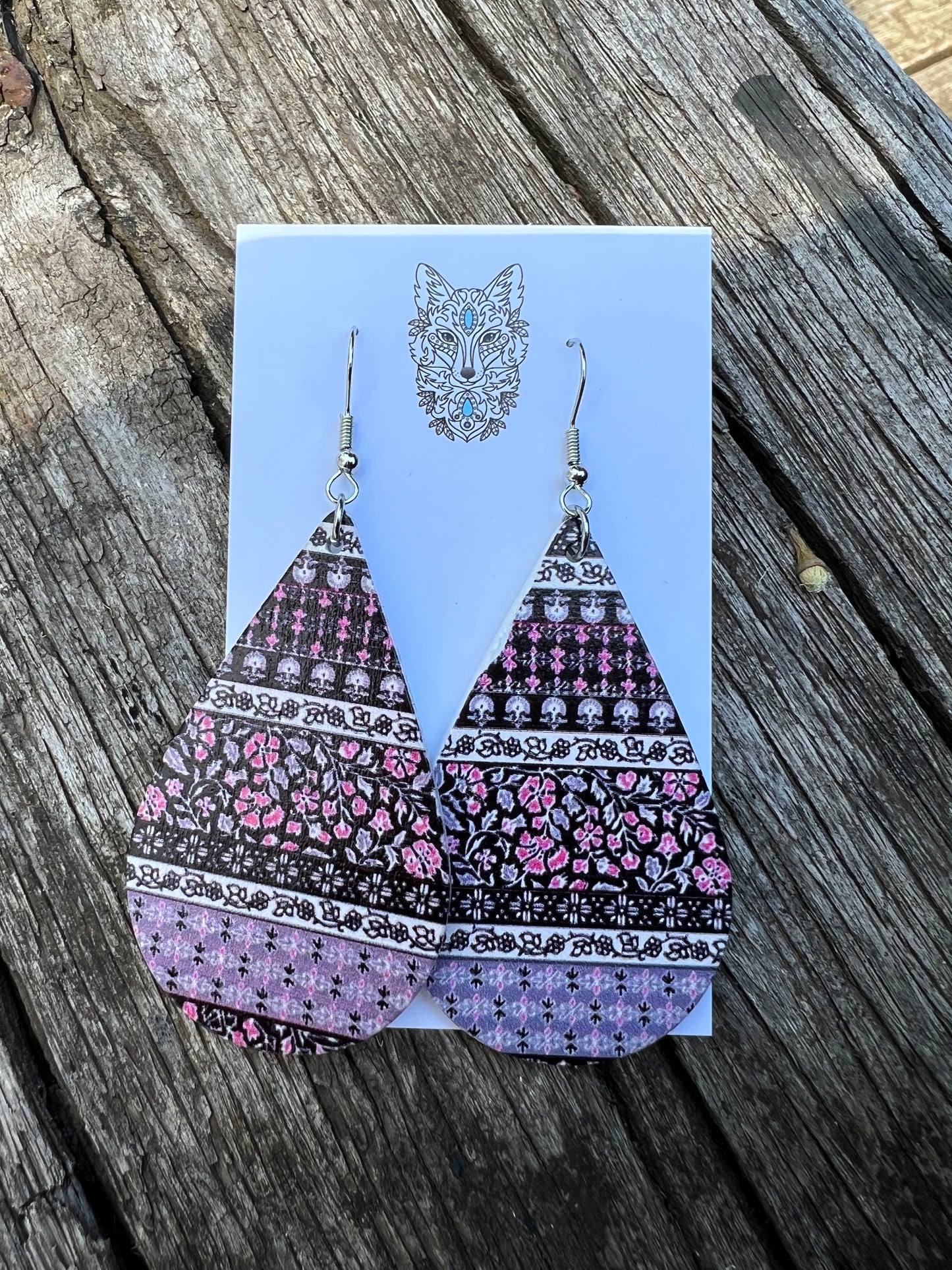 Floral Garden Wood Earrings