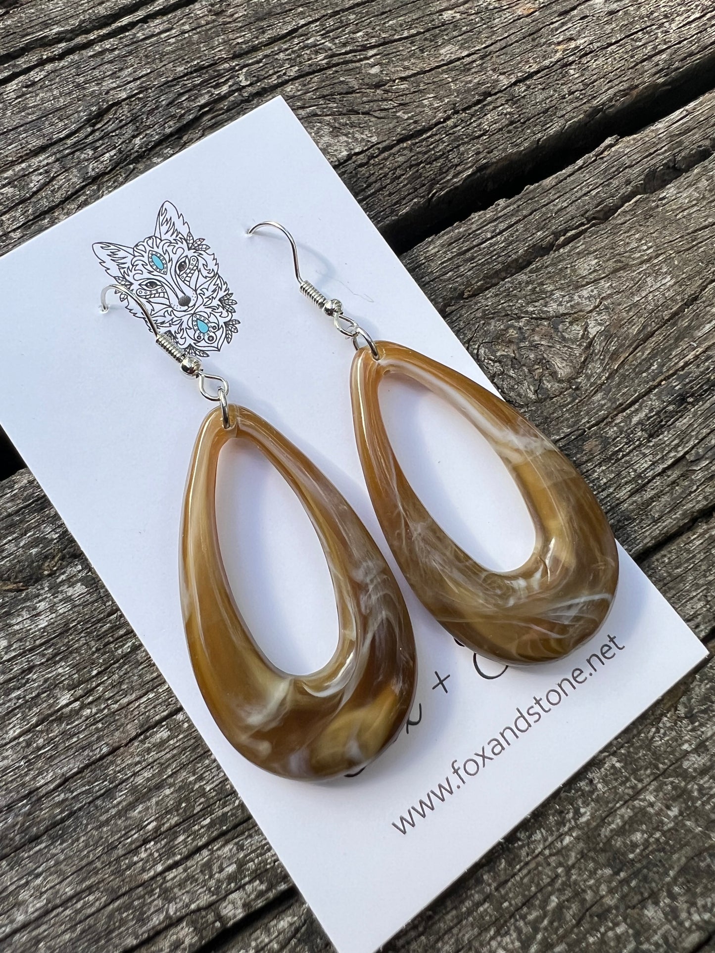 Walnut Swirl Oval Teardrop Dangles