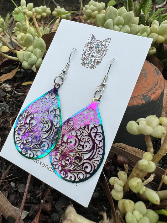 Holly Iridescent Filigree Earrings