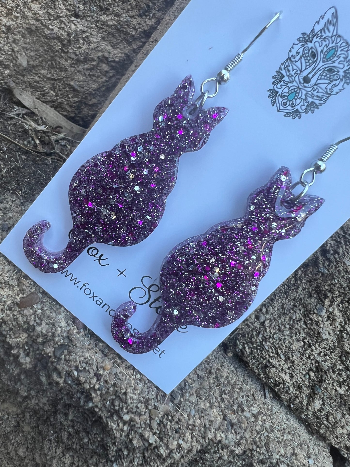 Glitter Cats Two Earrings